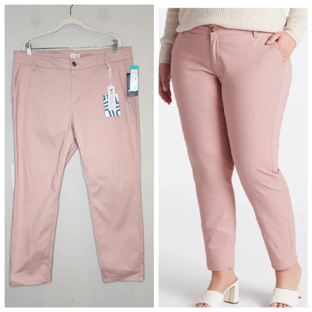 NWT Market & Spruce Stitch Fix Madison HR Slim Straight Chino Pink Pant 18W